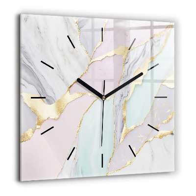 Horloge carrée en verre 60x60 cm Motif de marbre