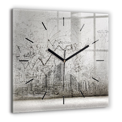 Horloge murale carrée 60x60 cm Croquis d'une ville