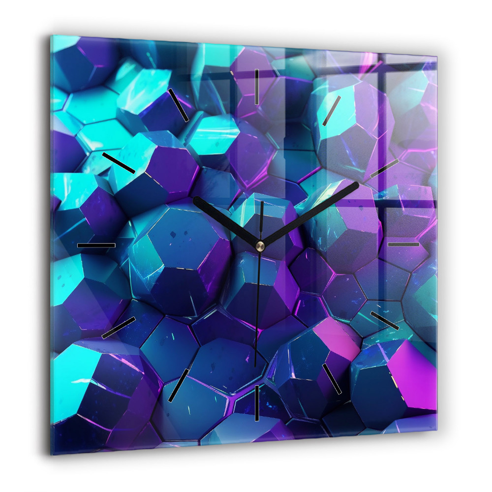 Pendule carrée en verre 60x60 cm Formes géométriques