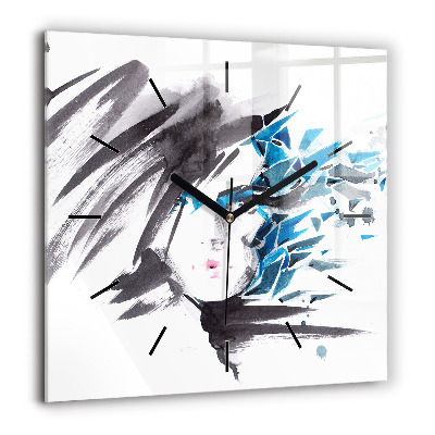 Horloge murale carrée 60x60 cm Visage abstrait d'une femme