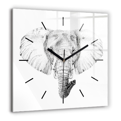 Horloge murale carrée 60x60 cm Tête d'éléphant graphique