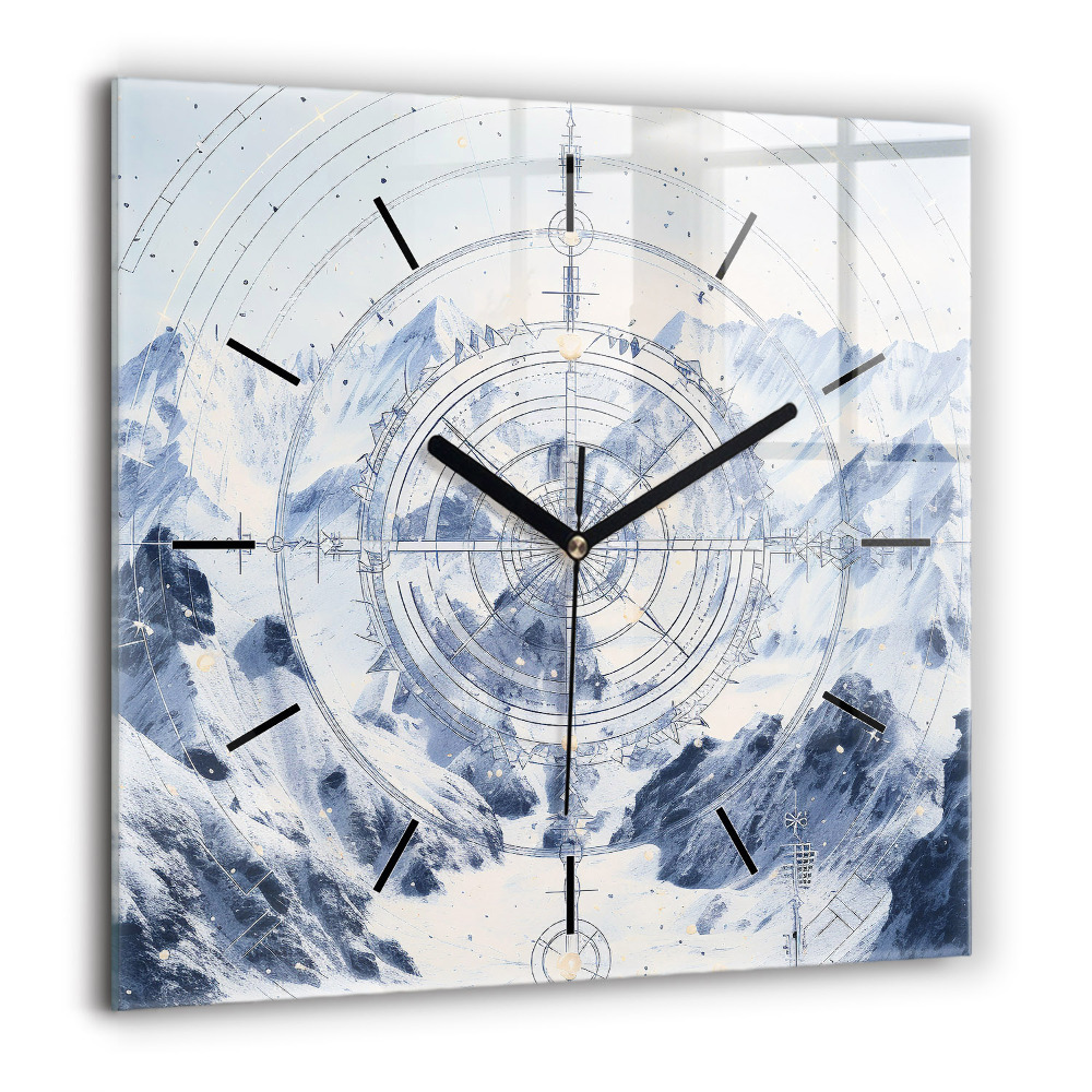Horloge murale carrée 60x60 cm Dessins bleus