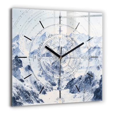 Horloge murale carrée 60x60 cm Dessins bleus