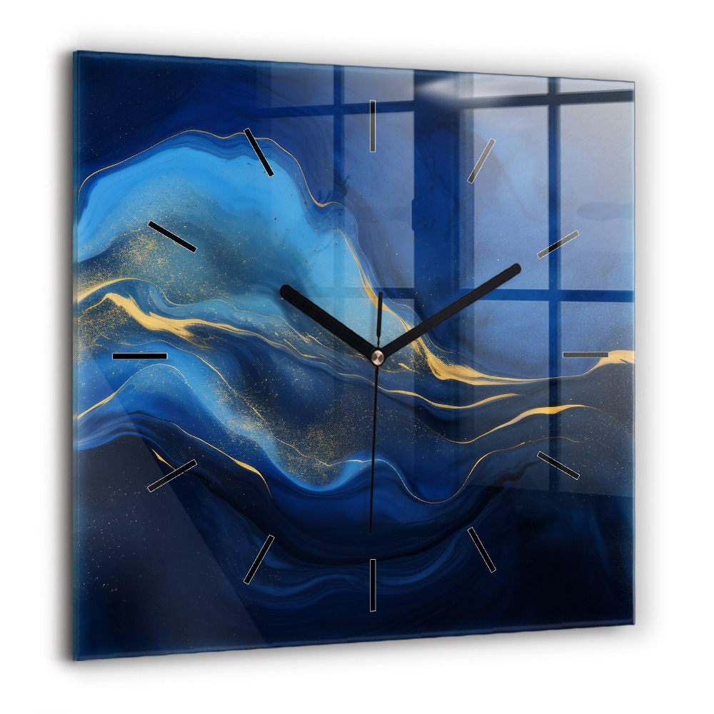 Pendule carrée en verre 60x60 cm Marbre bleu