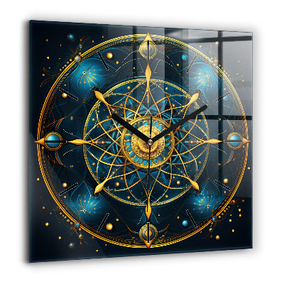 Horloge carrée en verre 60x60 cm Horoscope