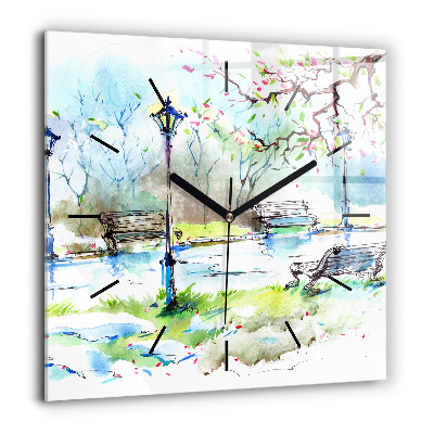 Horloge murale carrée 60x60 cm Printemps pittoresque