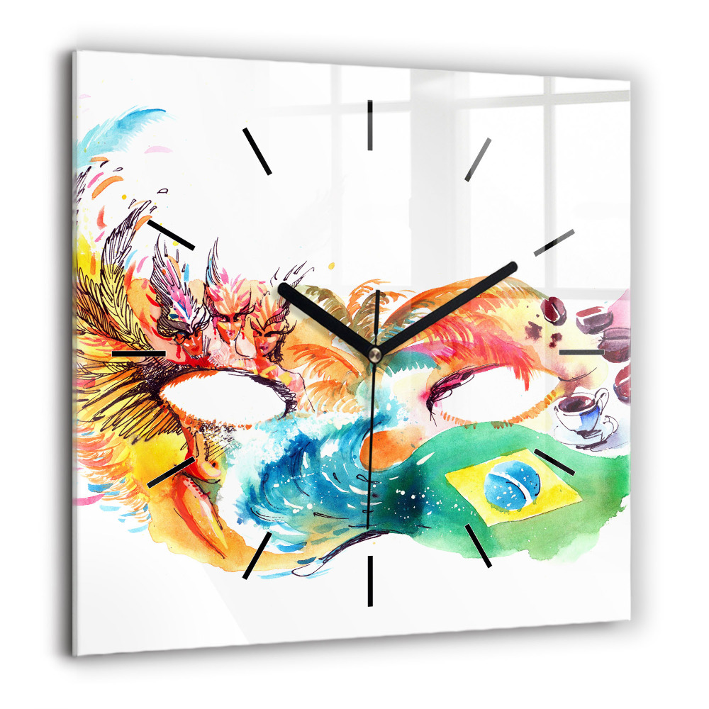 Horloge carrée en verre 60x60 cm Culture - Drapeau du Brésil