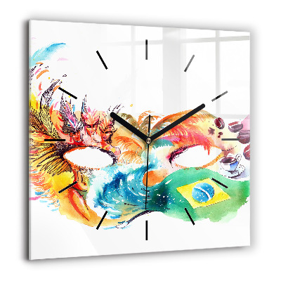 Horloge carrée en verre 60x60 cm Culture - Drapeau du Brésil