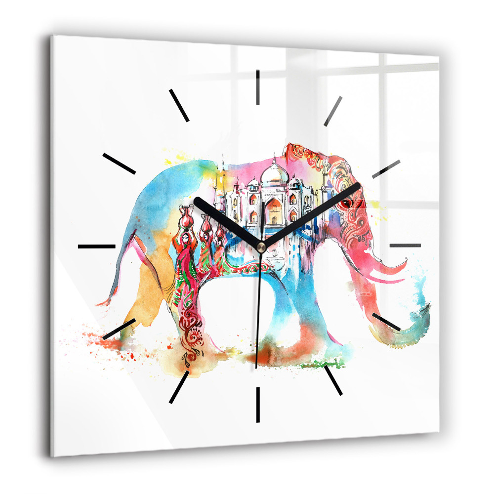 Pendule carrée en verre 60x60 cm Culture de l'Inde