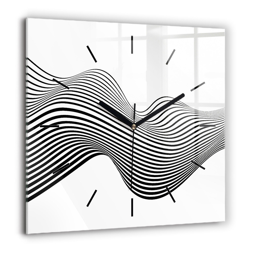 Horloge carrée en verre 60x60 cm Art en noir et blanc