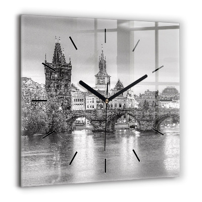 Horloge murale carrée 60x60 cm Pont Charles à Prague