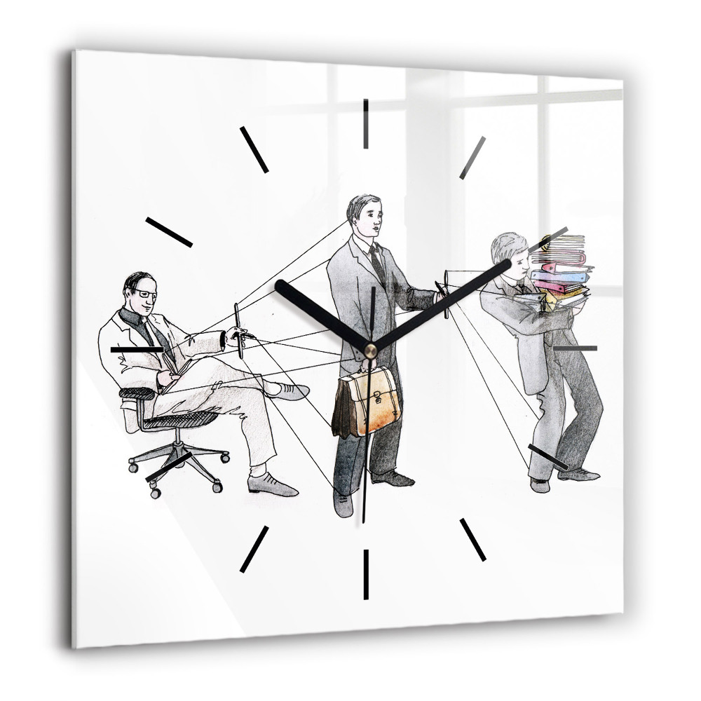 Pendule carrée en verre 60x60 cm Personnages en marionnettes