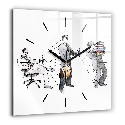 Pendule carrée en verre 60x60 cm Personnages en marionnettes