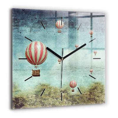 Pendule carrée en verre 60x60 cm Ballons peints