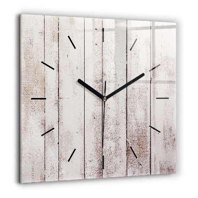 Horloge carrée en verre 60x60 cm Planches de bois clair