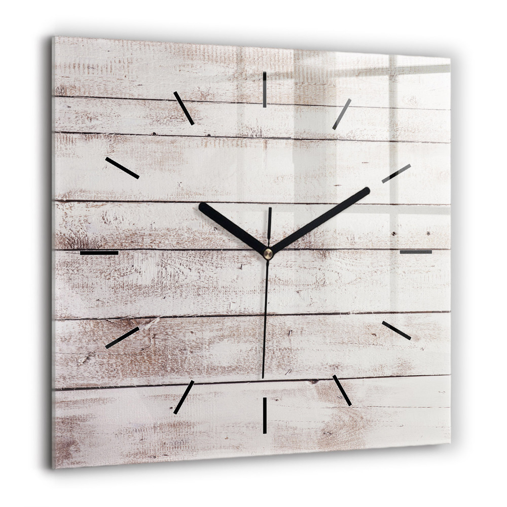 Horloge murale carrée 60x60 cm Planches de bois clair