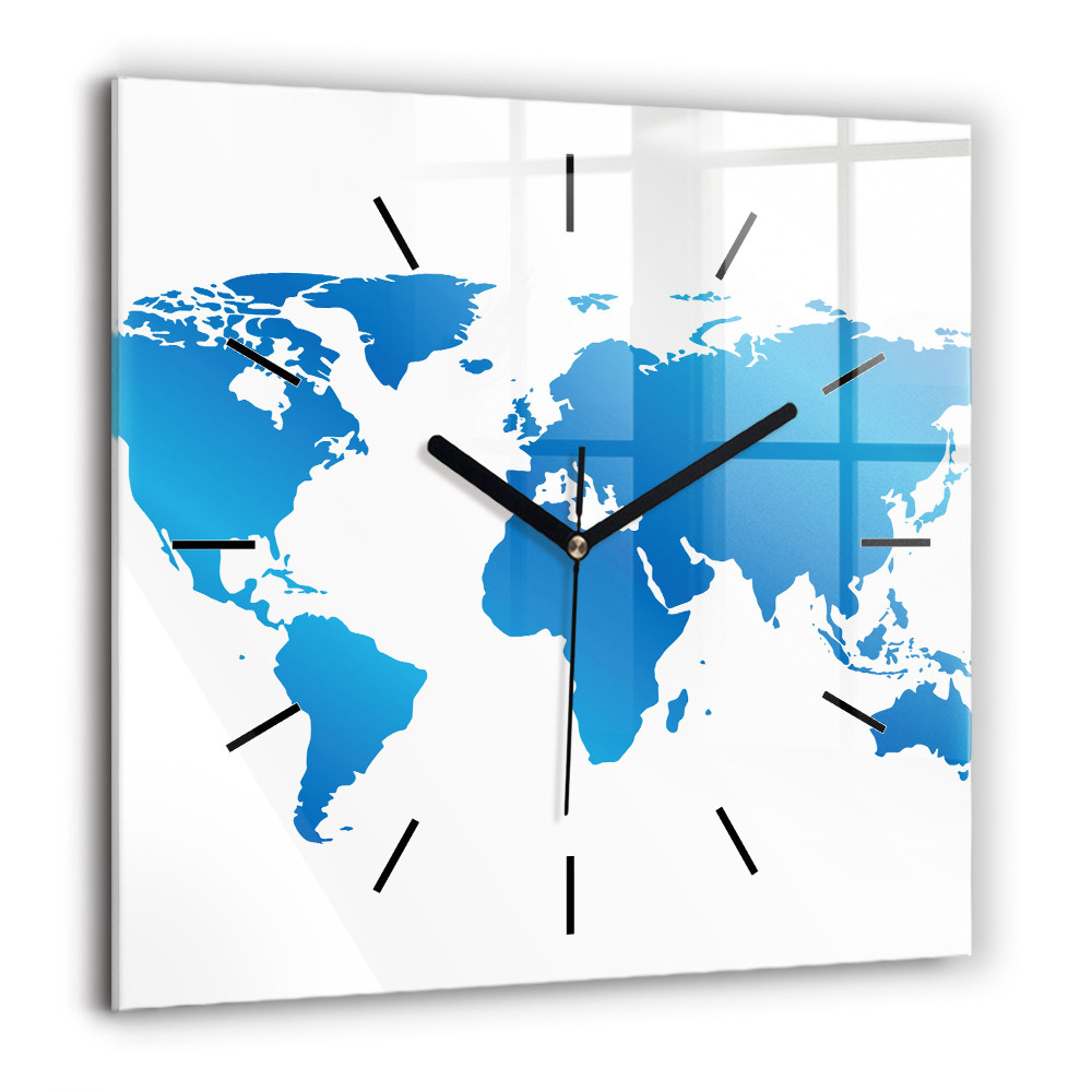 Horloge murale carrée 60x60 cm Carte du monde