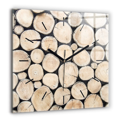 Horloge murale carrée 60x60 cm Tronc d'arbre coupé