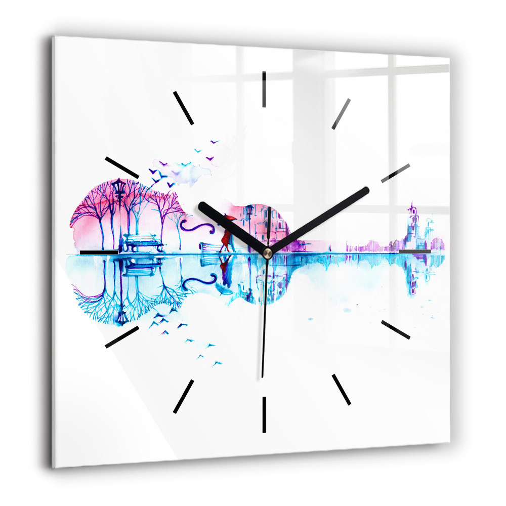 Horloge carrée en verre 60x60 cm Cello park lake