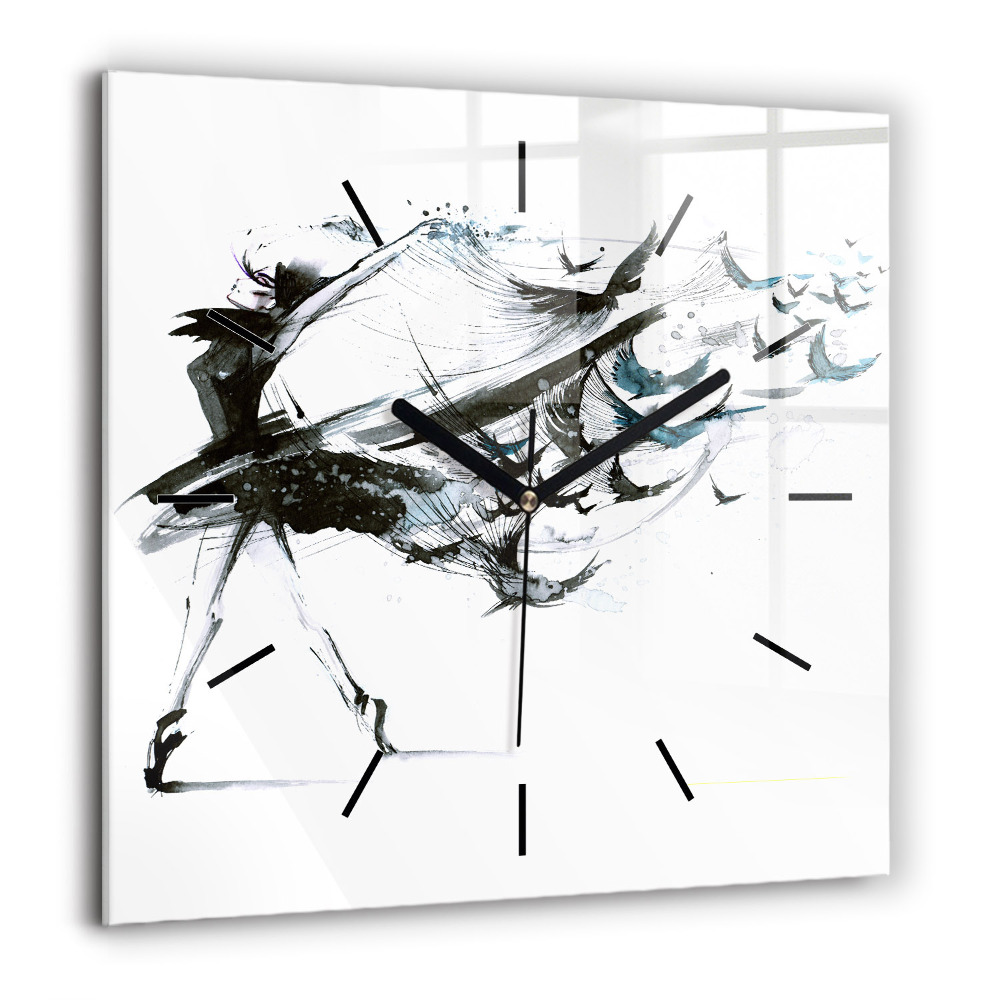 Pendule carrée en verre 60x60 cm Femme dansant le ballet