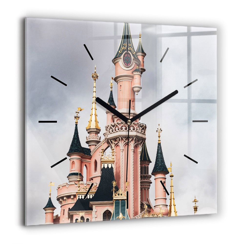 Pendule carrée en verre 60x60 cm Château de Disneyland à Paris