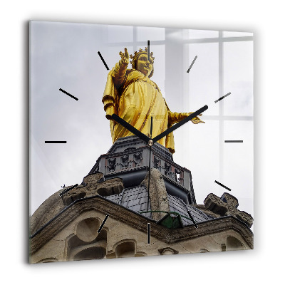 Pendule carrée en verre 60x60 cm Statue de Notre-Dame à Lyon