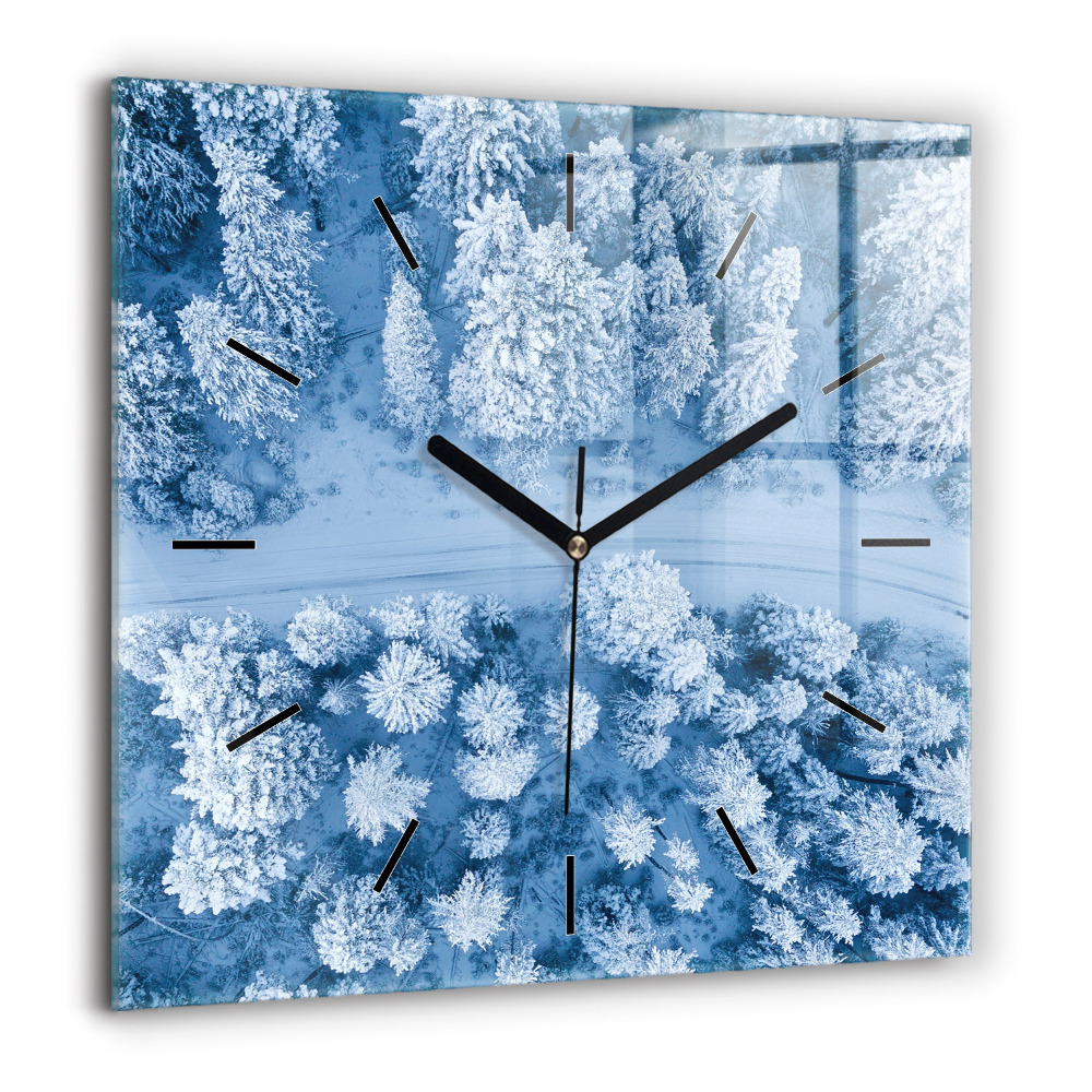 Pendule carrée en verre 60x60 cm Forêt vue d'un drone