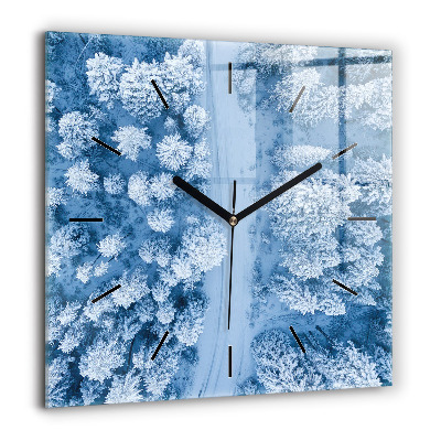 Horloge carrée en verre 60x60 cm Forêt vue d'un drone