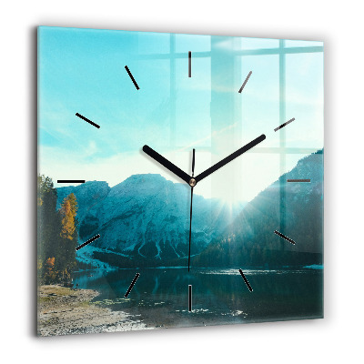 Horloge carrée en verre 60x60 cm Montagne et rivière en Pologne