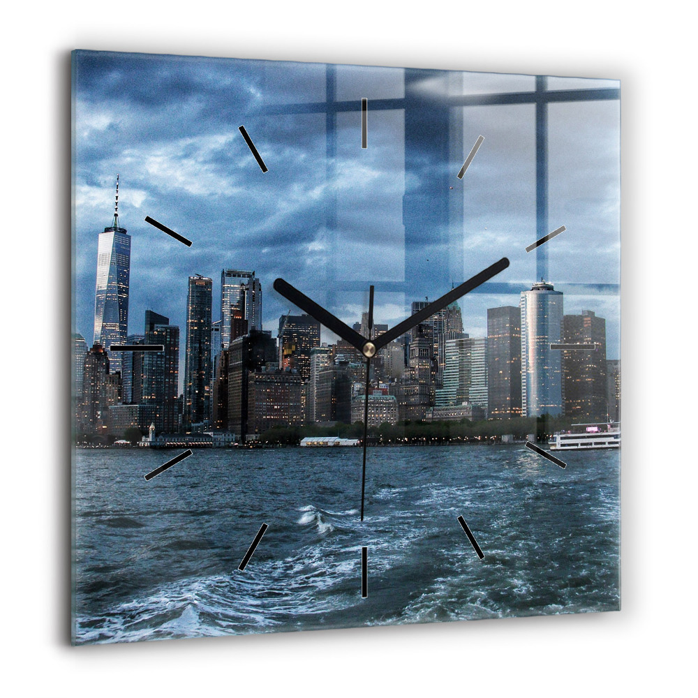 Pendule carrée en verre 60x60 cm Panorama New York