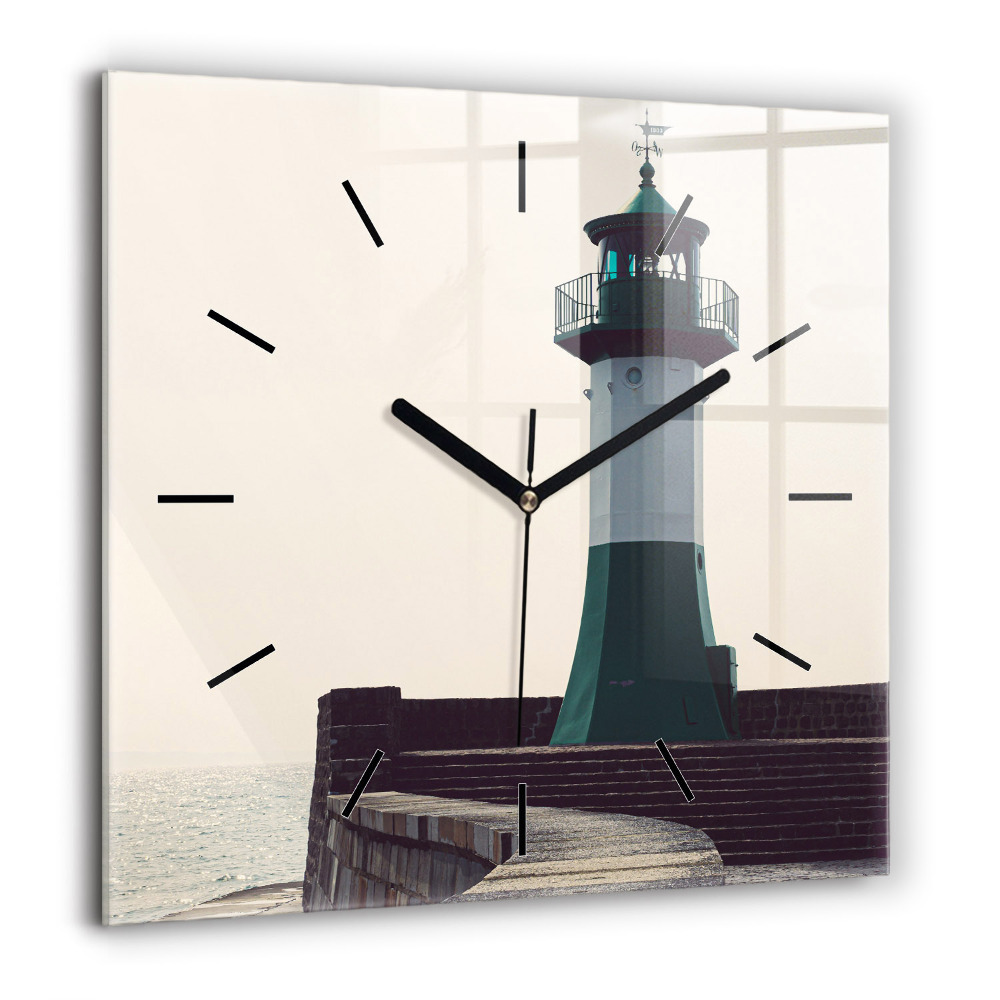 Horloge murale carrée 60x60 cm Phare et mer