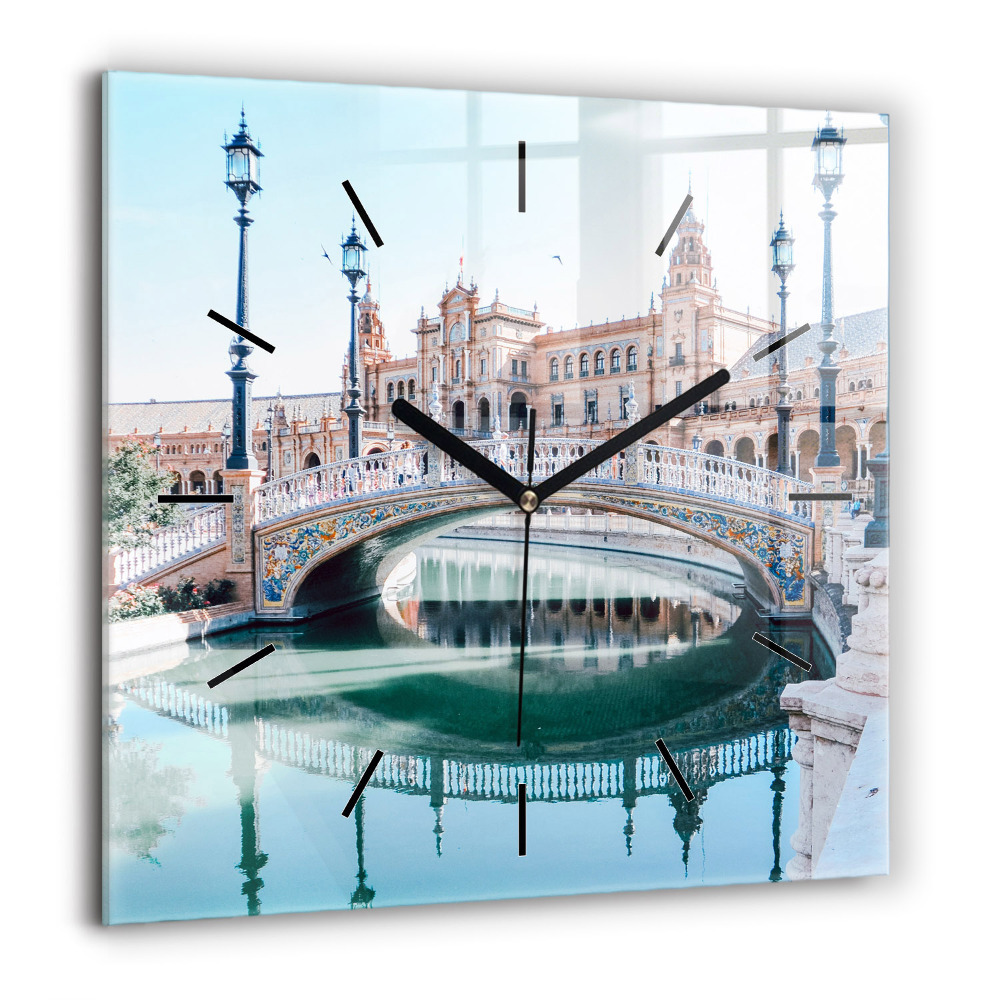 Pendule carrée en verre 60x60 cm Place d'Espagne à Séville