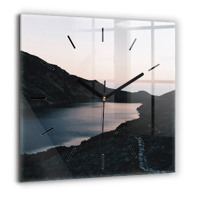 Pendule carrée en verre 60x60 cm Lac et montagnes