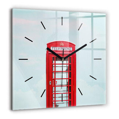 Horloge carrée en verre 60x60 cm Cabine téléphonique