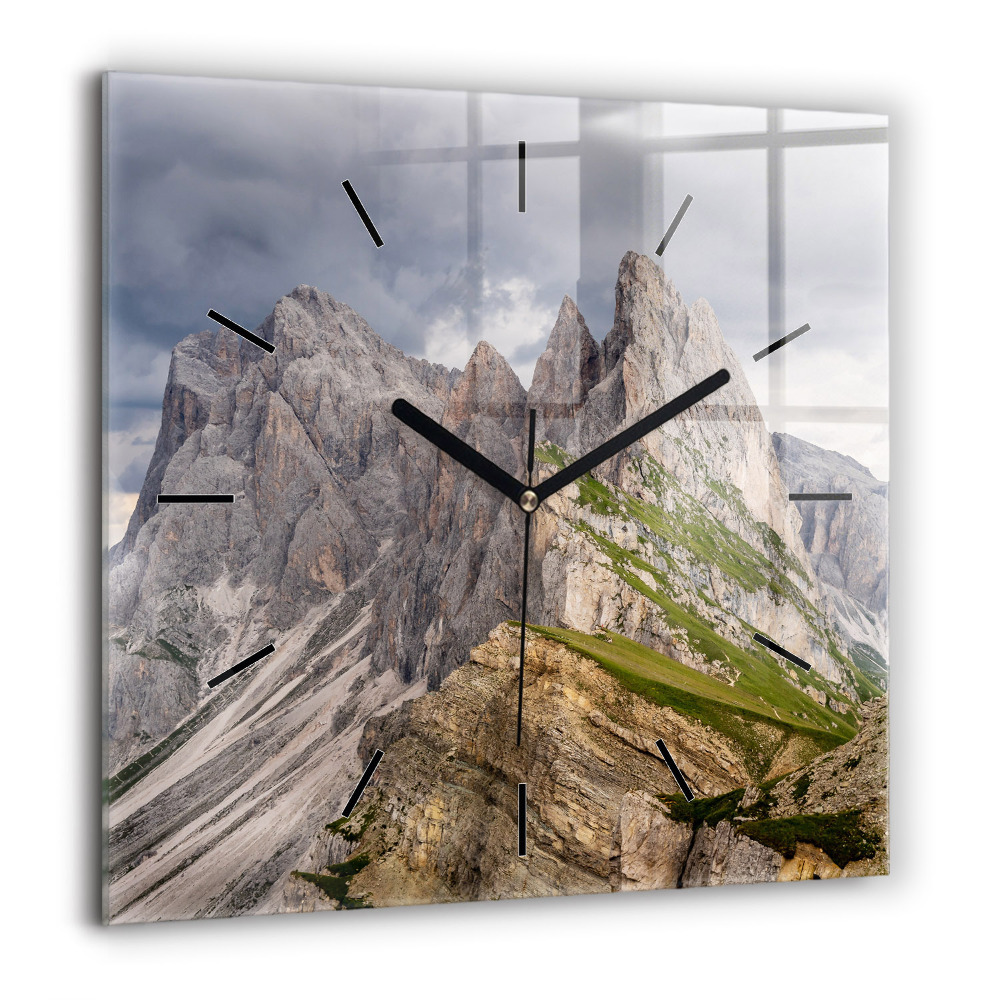 Horloge carrée en verre 60x60 cm Montagnes rocheuses