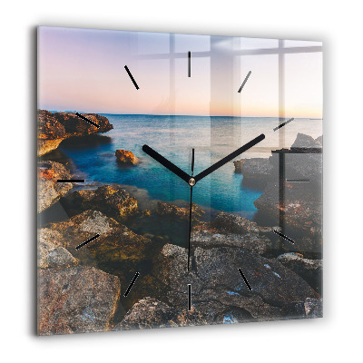 Horloge carrée en verre 60x60 cm Paysage marin