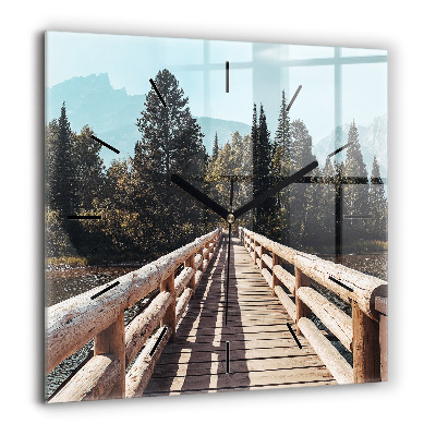 Horloge murale carrée 60x60 cm Montagnes à Yellowstone