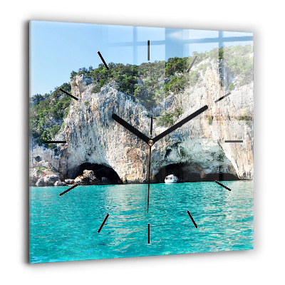 Horloge carrée en verre 60x60 cm Grotte sous-marine