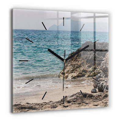 Horloge murale carrée 60x60 cm Vue de la mer Méditerranée
