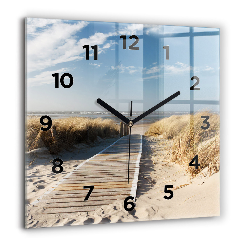 Horloge murale carrée 60x60 cm Vue de la plage