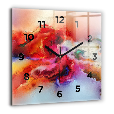 Horloge carrée en verre 60x60 cm Peinture renversée