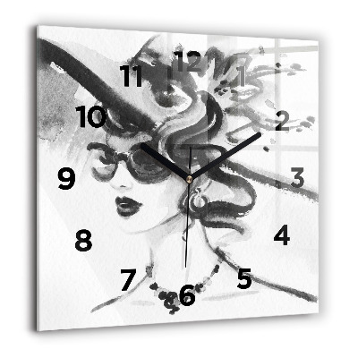 Horloge murale carrée 60x60 cm Femme à la mode