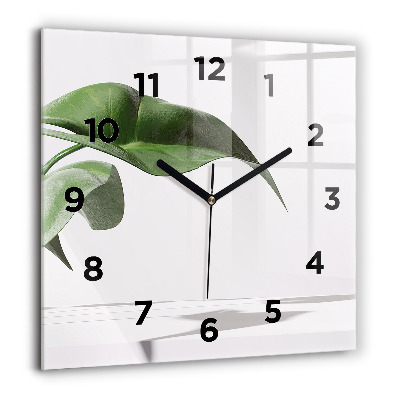 Horloge carrée en verre 60x60 cm Feuilles abstraites