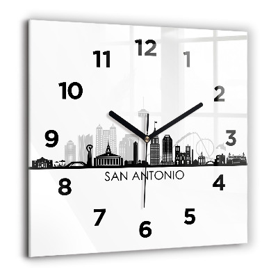 Horloge murale carrée 60x60 cm Ville de San Antonio Texas