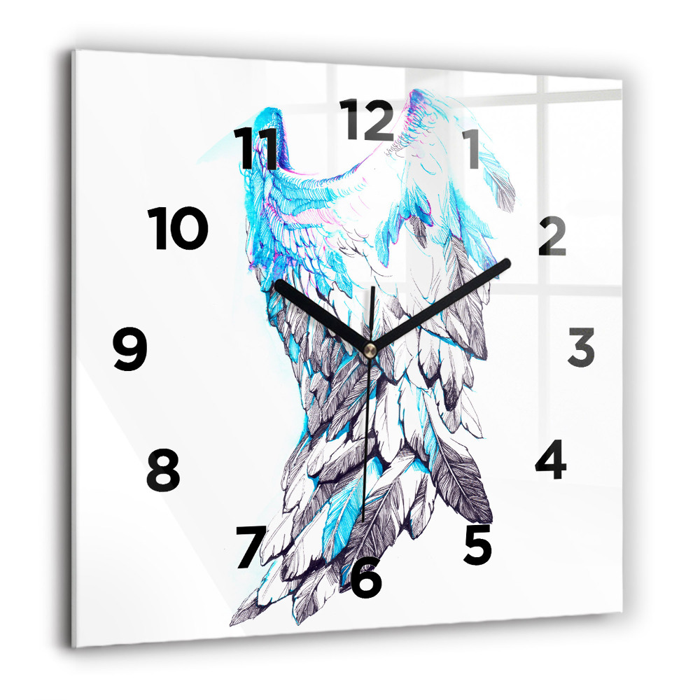 Horloge carrée en verre 60x60 cm Imitation d'ailes d'oiseaux