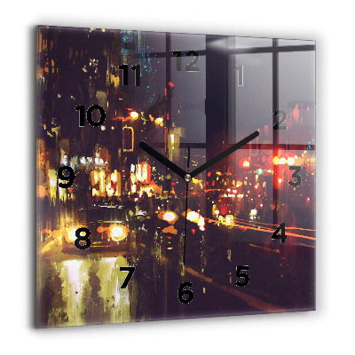 Horloge murale carrée 60x60 cm Ville peinte