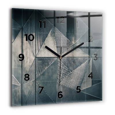 Horloge murale carrée 60x60 cm Triangles abstraits en métal