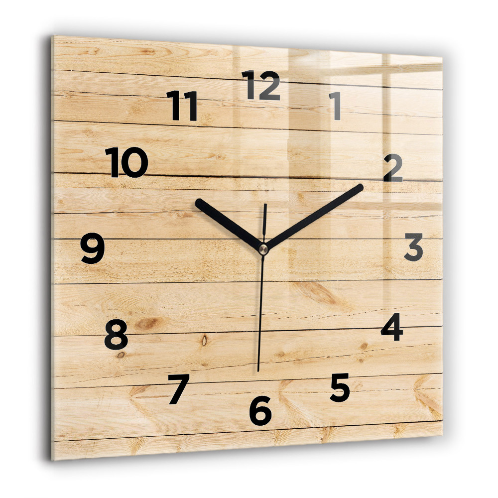 Horloge carrée en verre 60x60 cm Planches en bois