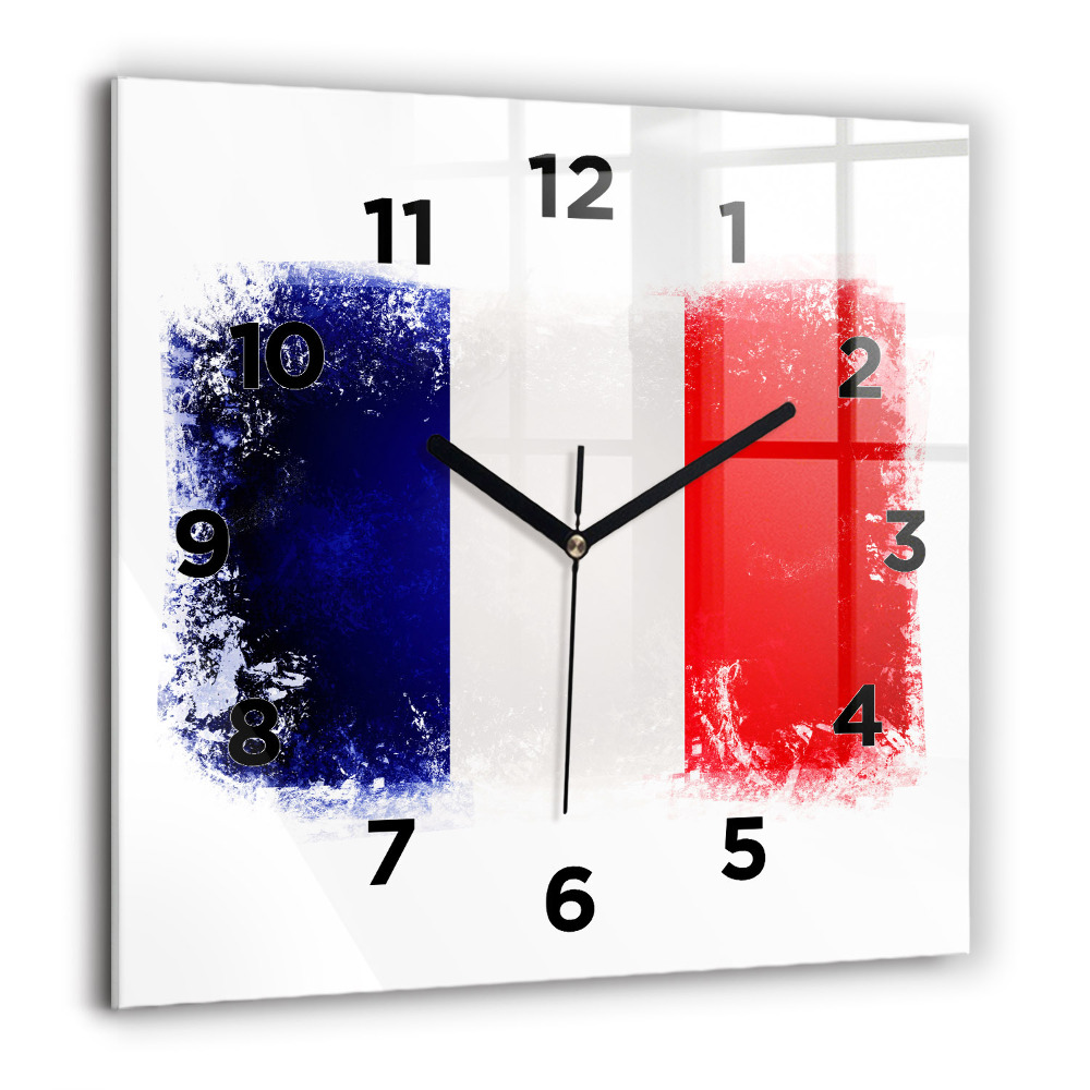 Horloge murale carrée 60x60 cm Drapeau de la France