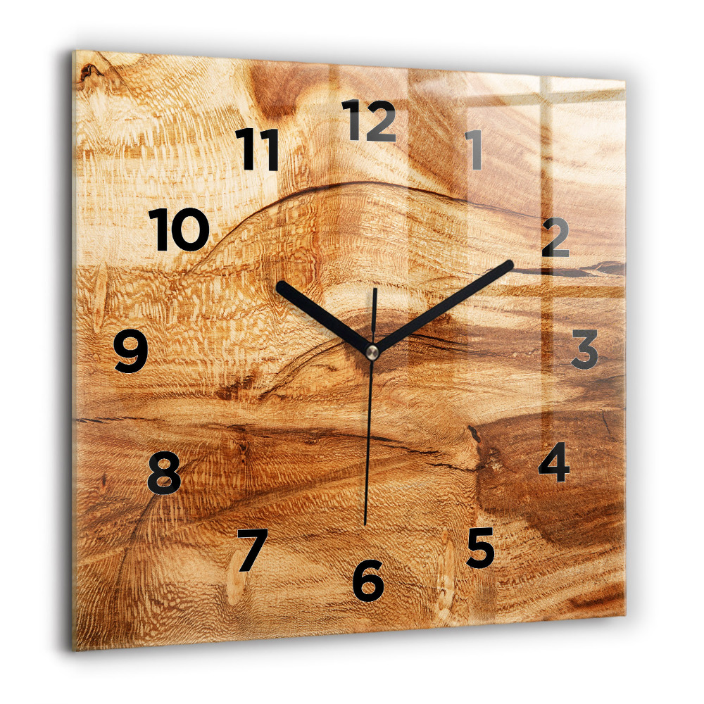 Pendule carrée en verre 60x60 cm Texture de bois